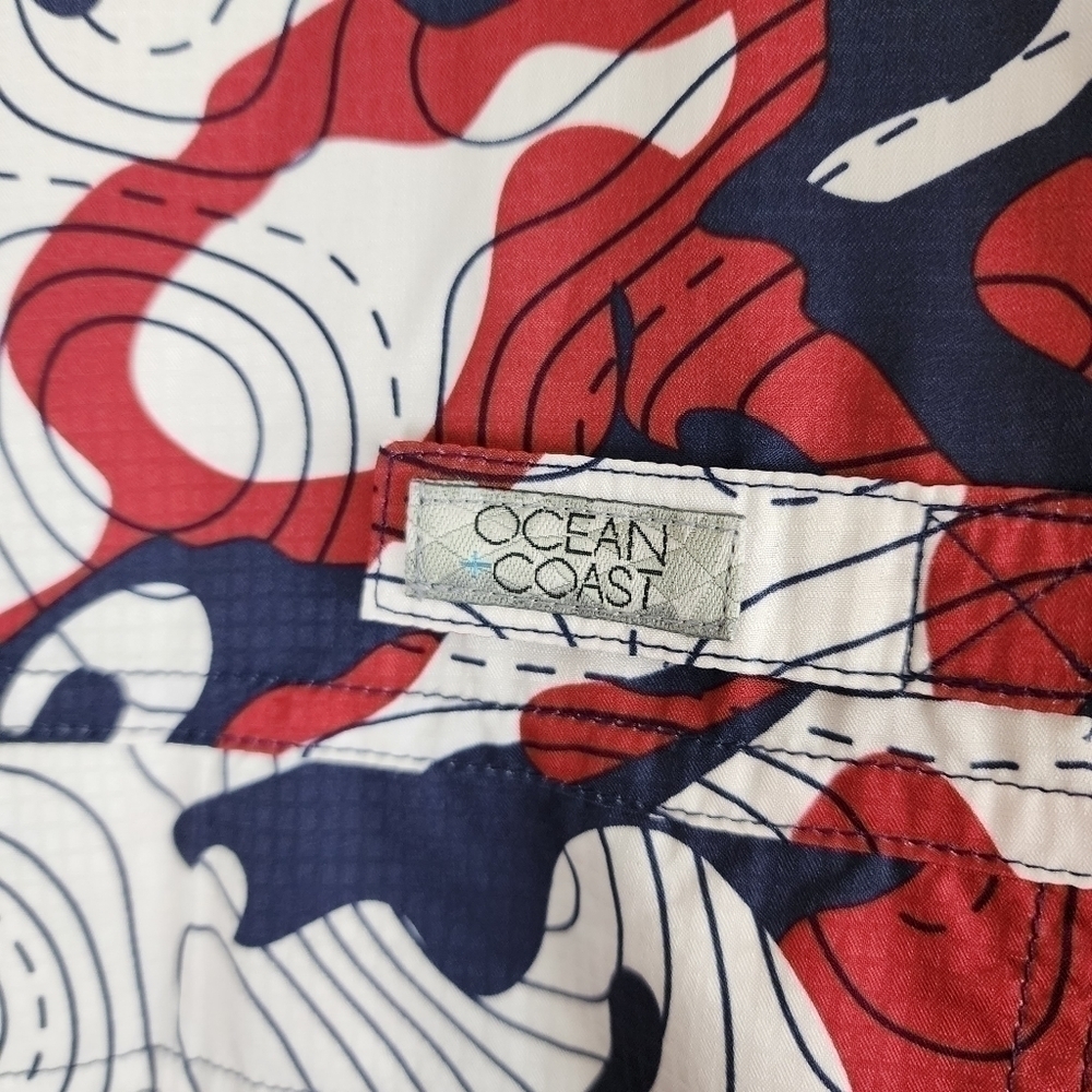 Ocean Coast Short Sleeve Button Down UV Protective Fishing Shirt Size Medium - Picture 3 of 7
